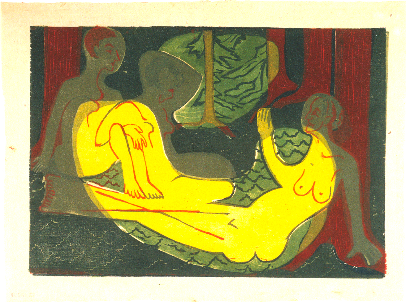 Three Nudes in the Forest (1933) - Ernst Ludwig Kirchner Tablo