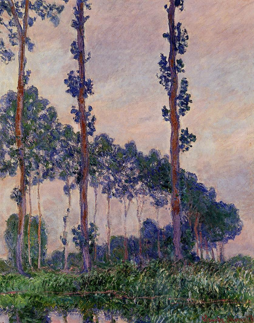 Three Trees in Grey Weather (1891) - Claude Monet Tablo