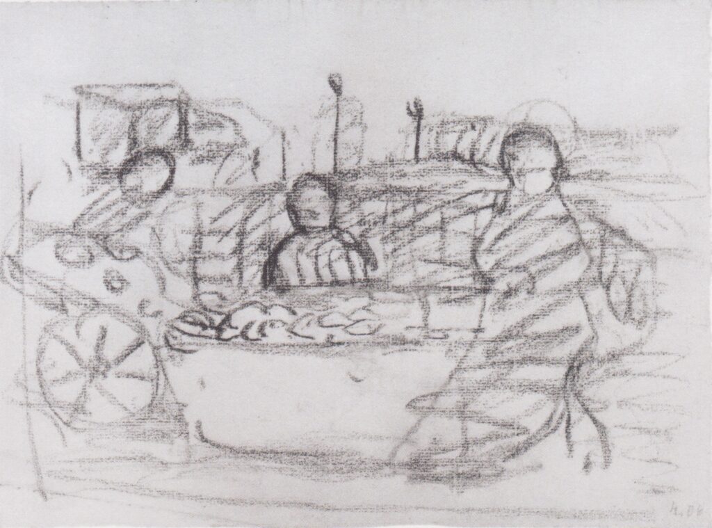 Three women at a market stall (1906) - Paula Modersohn-Becker Tablo