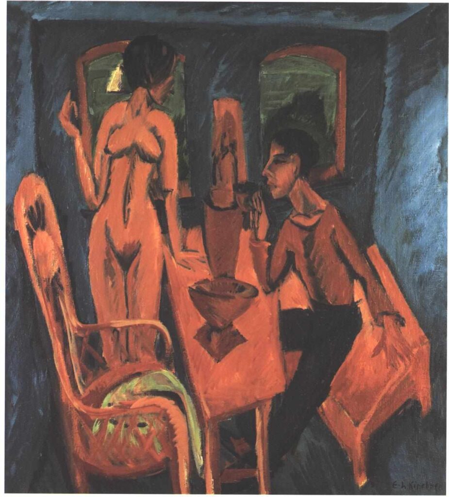 Tower Room. Self Portrait with Erna - Ernst Ludwig Kirchner Tablo