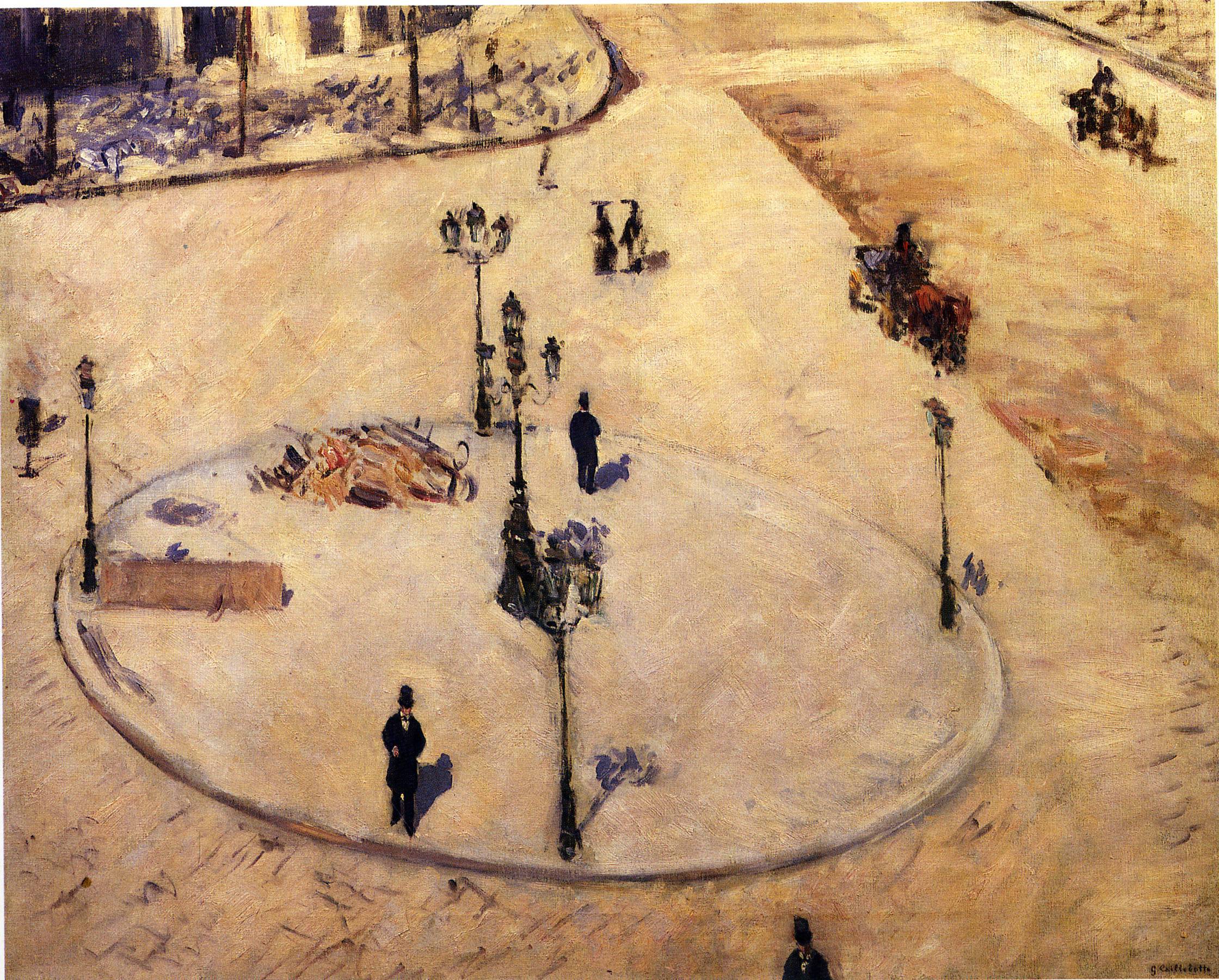 Traffic Island on Boulevard Haussmann (1880) - Gustave Caillebotte Tablo