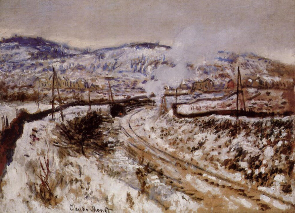 Train in the Snow at Argenteuil (1875) - Claude Monet Tablo