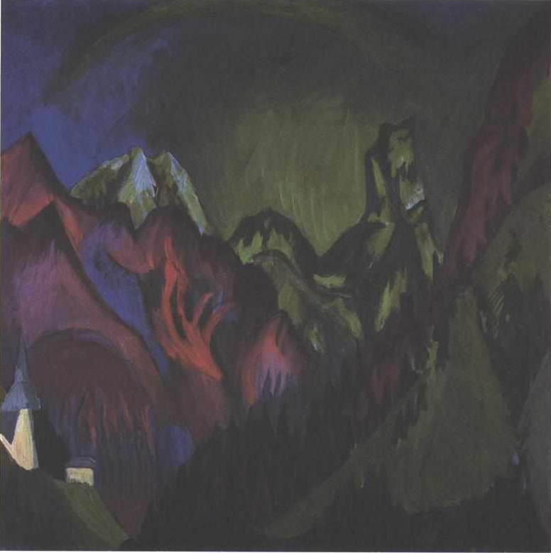 Trains Gorge near Monstein (1919) - Ernst Ludwig Kirchner Tablo