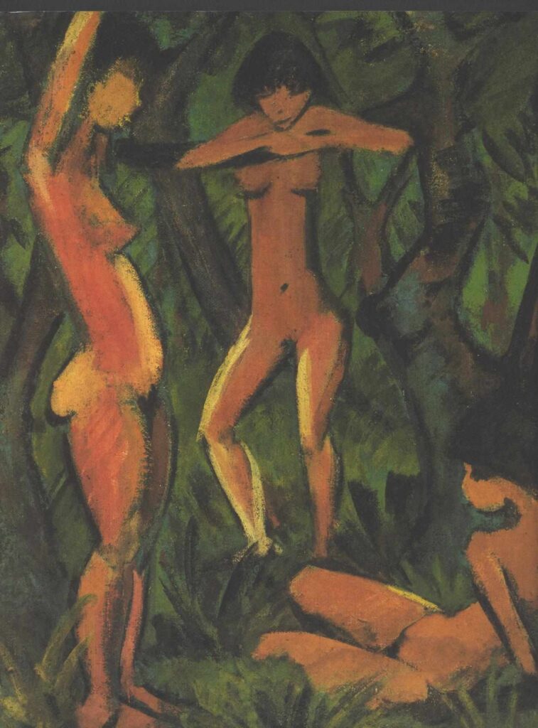Tree Female Nudes in the Forest - Otto Mueller Tablo