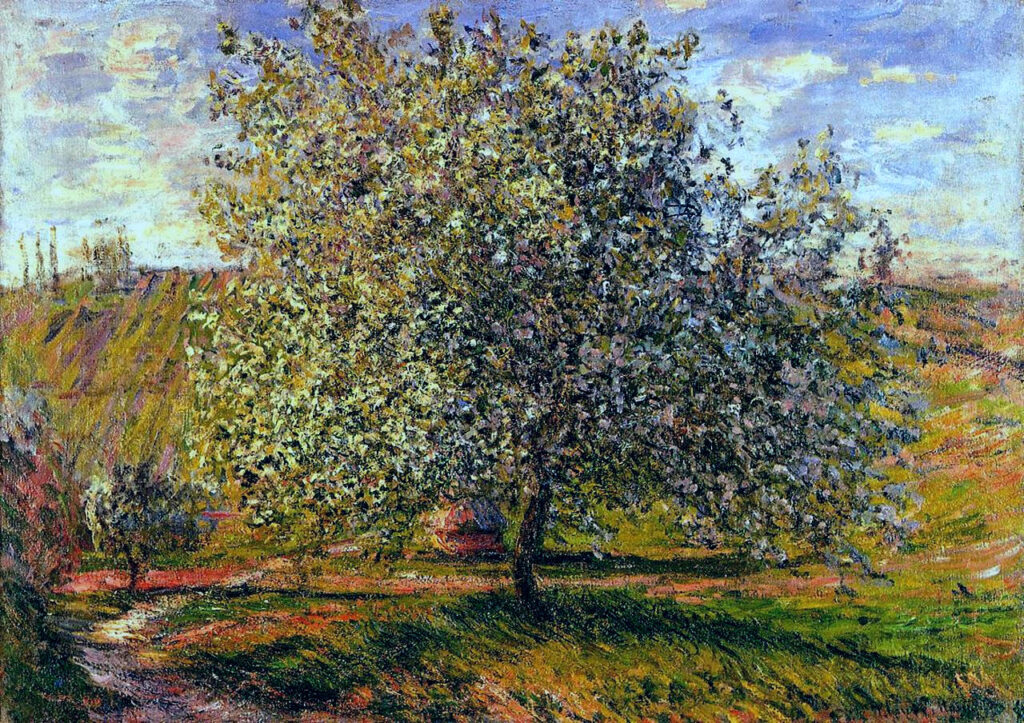 Tree in Flower near Vetheuil (1879) - Claude Monet Tablo