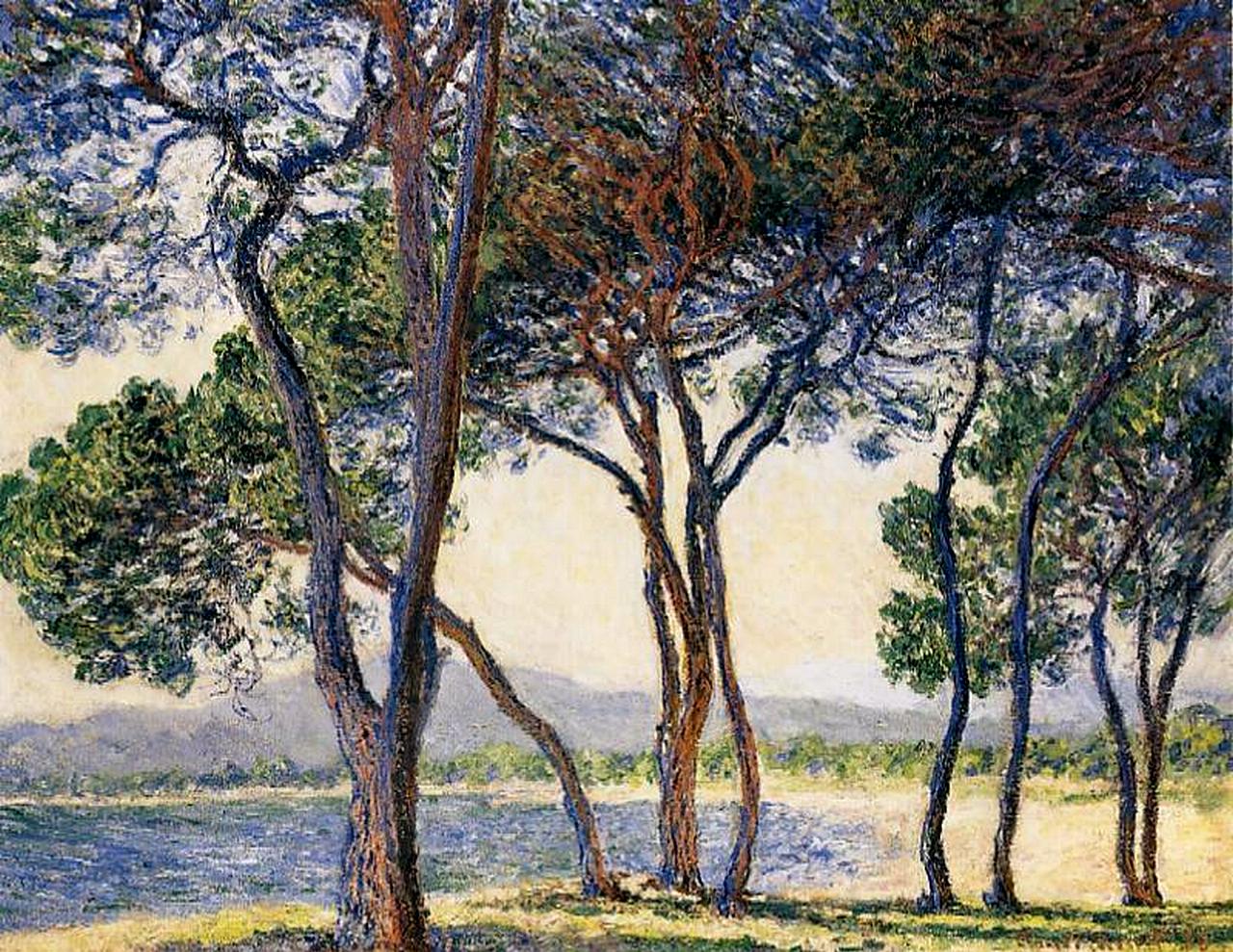 Trees by the Seashore at Antibes (1888) - Claude Monet Tablo