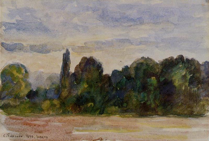 Trees, Eragny (1890) - Camille Pissarro Tablo