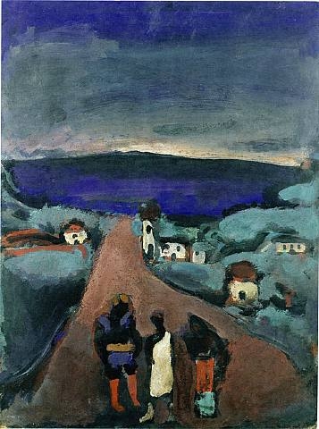 Trois Personnages dans un Paysage de Bretagne (1915) - Georges Rouault Tablo
