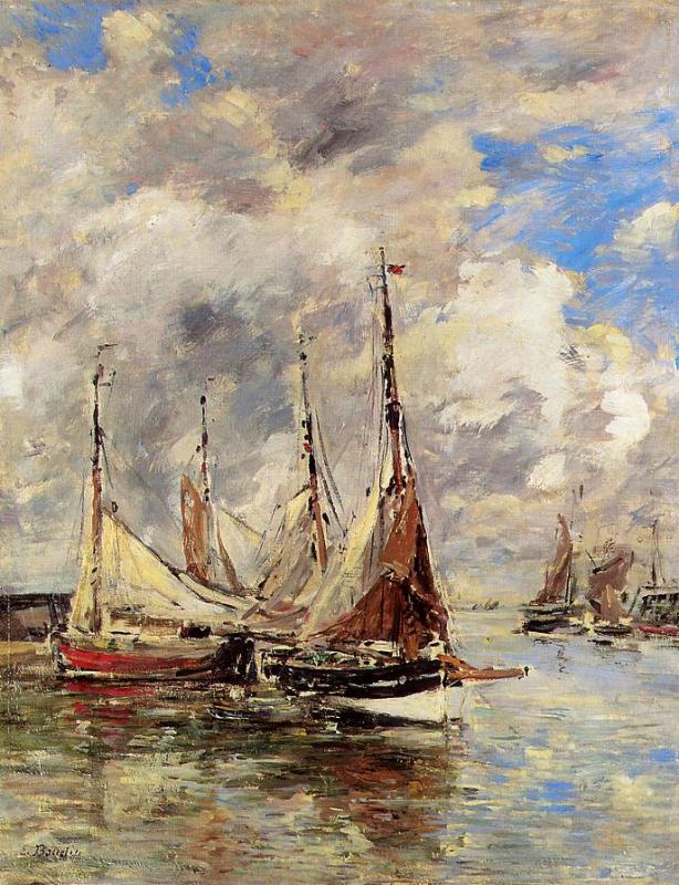 Trouville. The Jettys High Tide. (1894) - Eugène Boudin Tablo