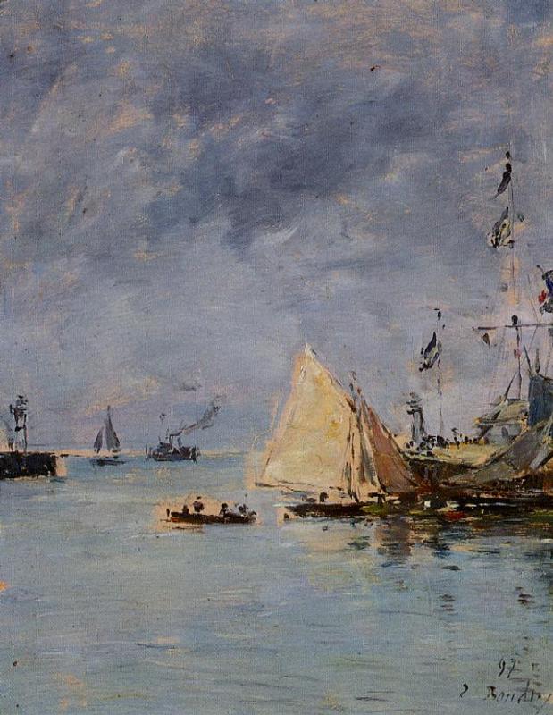 Trouville. The Jettys High Tide. (1897) - Eugène Boudin Tablo