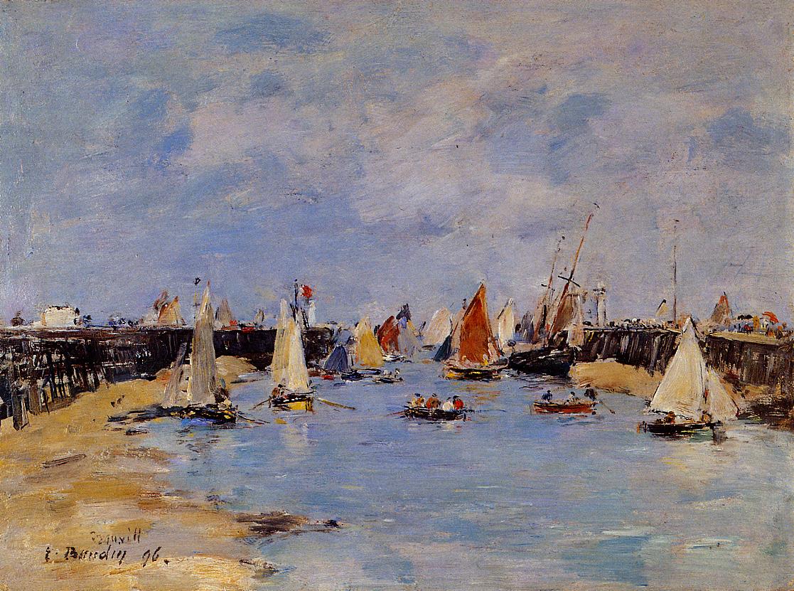 Trouville. The Jettys Low Tide. (1893) - Eugène Boudin Tablo
