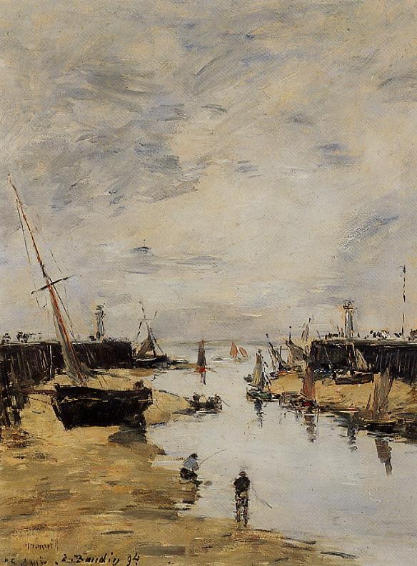 Trouville. The Jettys Low Tide. (1894) - Eugène Boudin Tablo