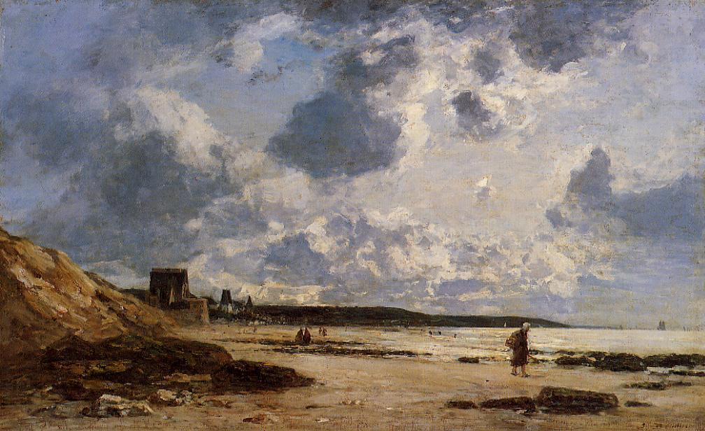 Trouville, Black Rocks (1863) - Eugène Boudin Tablo