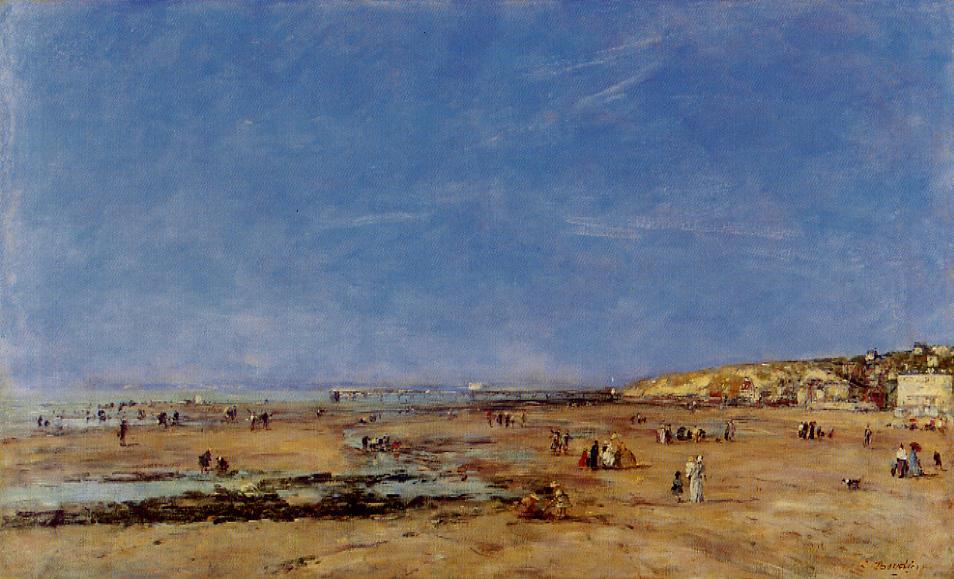Trouville, Panorama of the Beach (1890) - Eugène Boudin Tablo
