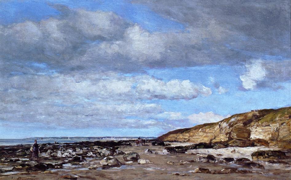 Trouville, Shore and Rocks (1862) - Eugène Boudin Tablo