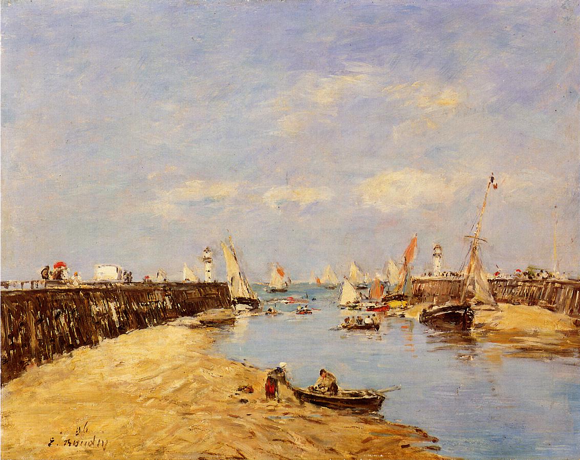 Trouville, the Jetty and the Basin (1896) - Eugène Boudin Tablo