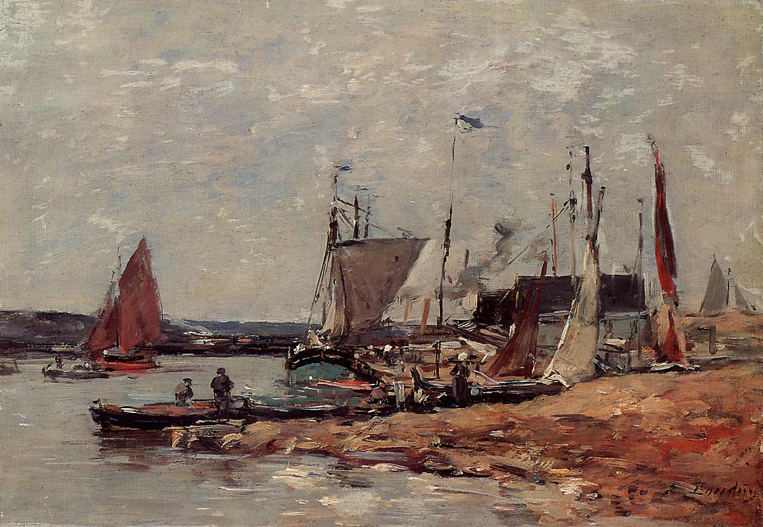 Trouville, the Port (1885) - Eugène Boudin Tablo