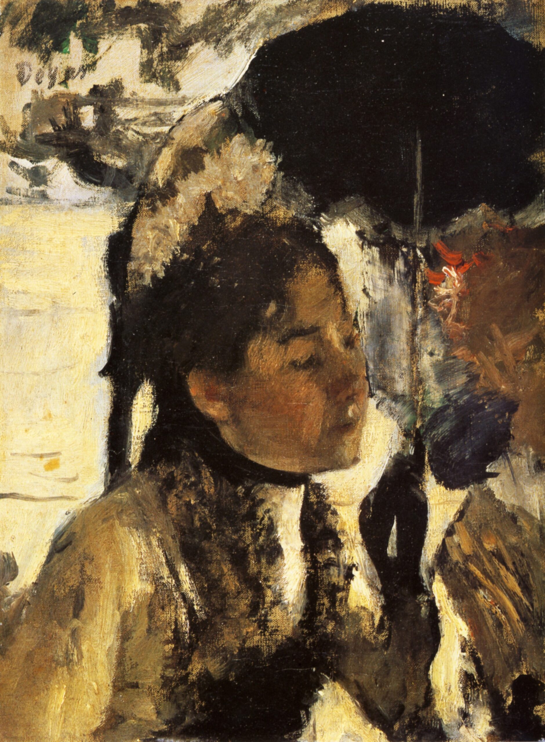 Tuileries, the woman with a parasol (1877) - Edgar Degas Tablo
