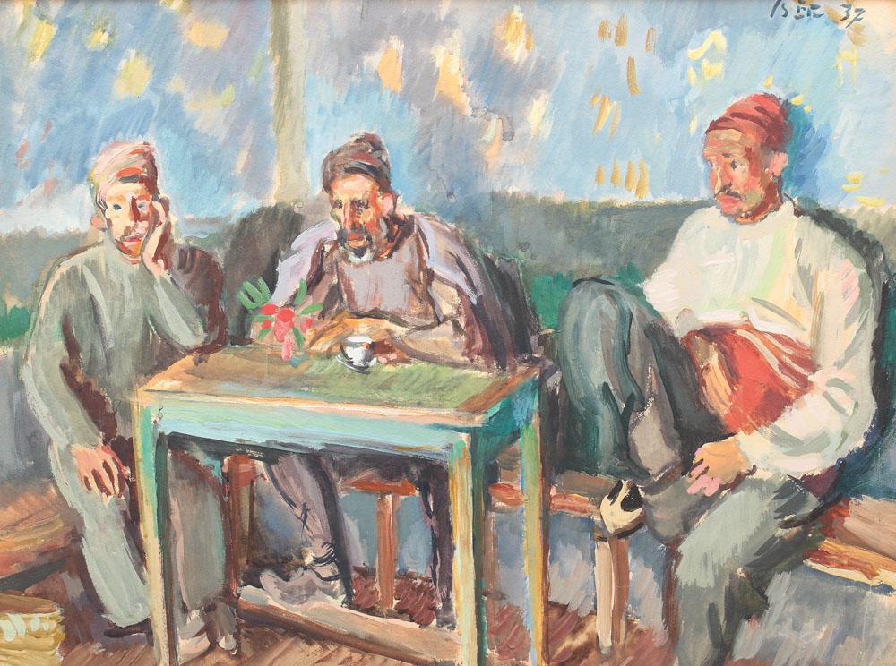 Turks at the Cafe (1937) - Iosif Iser Tablo