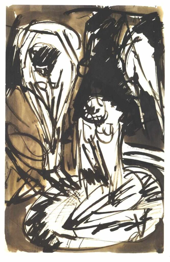 Two Bathing Girls in a Bathtub - Ernst Ludwig Kirchner Tablo