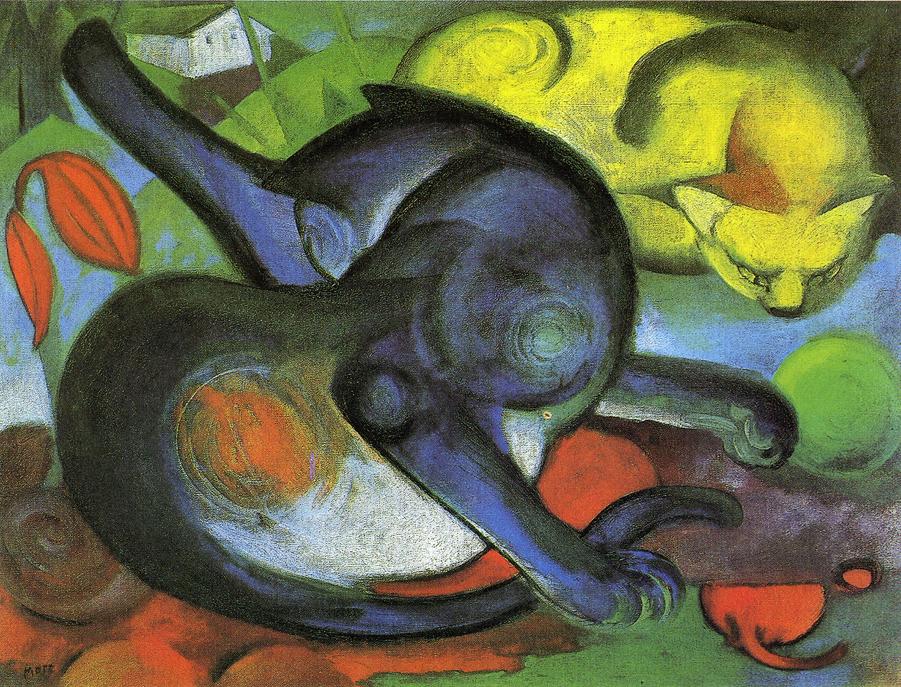 Two Cats, Blue and Yellow (1912) - Franz Marc Tablo