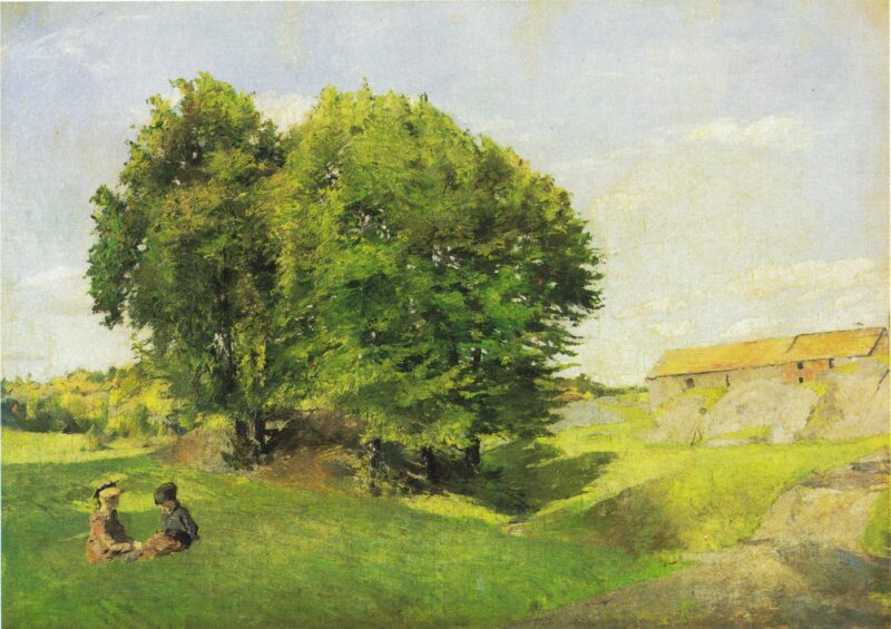 Two Children and a Group of Trees (1885) - Harriet Backer Tablo