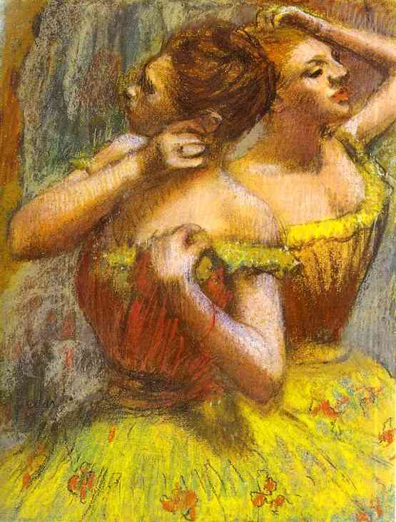 Two Dancers (pastel on paper) (1898) - Edgar Degas Tablo