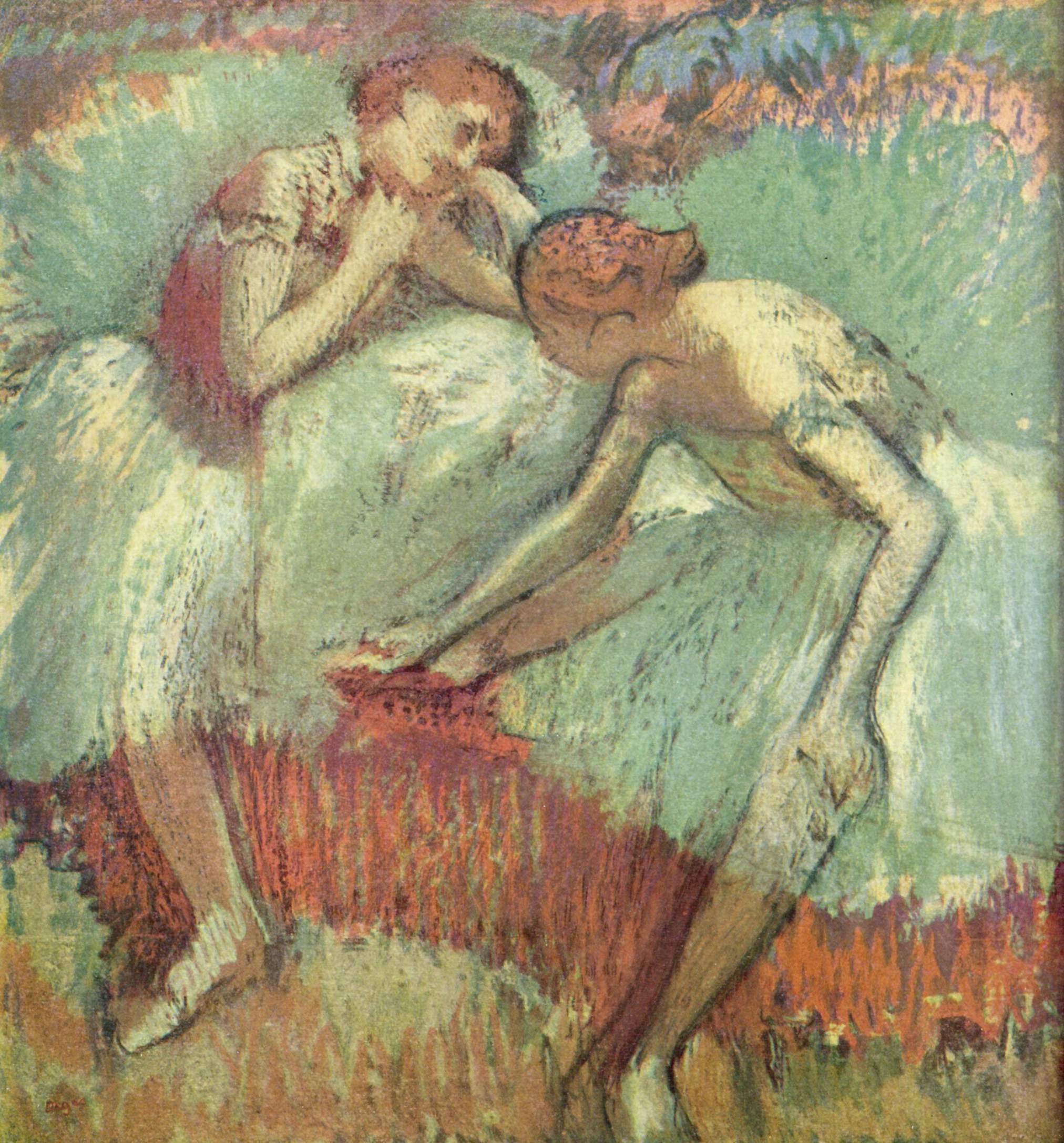 Two Dancers at Rest (Dancers in Blue) (1898) - Edgar Degas Tablo