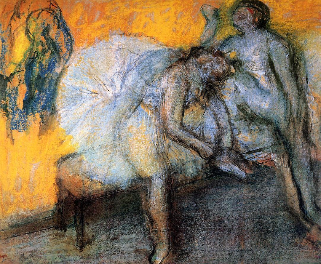 Two Dancers in Yellow and Pink (1910) - Edgar Degas Tablo