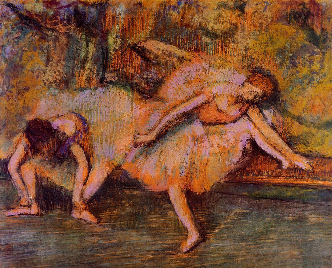 Two Dancers on a Bench (1900) - Edgar Degas Tablo