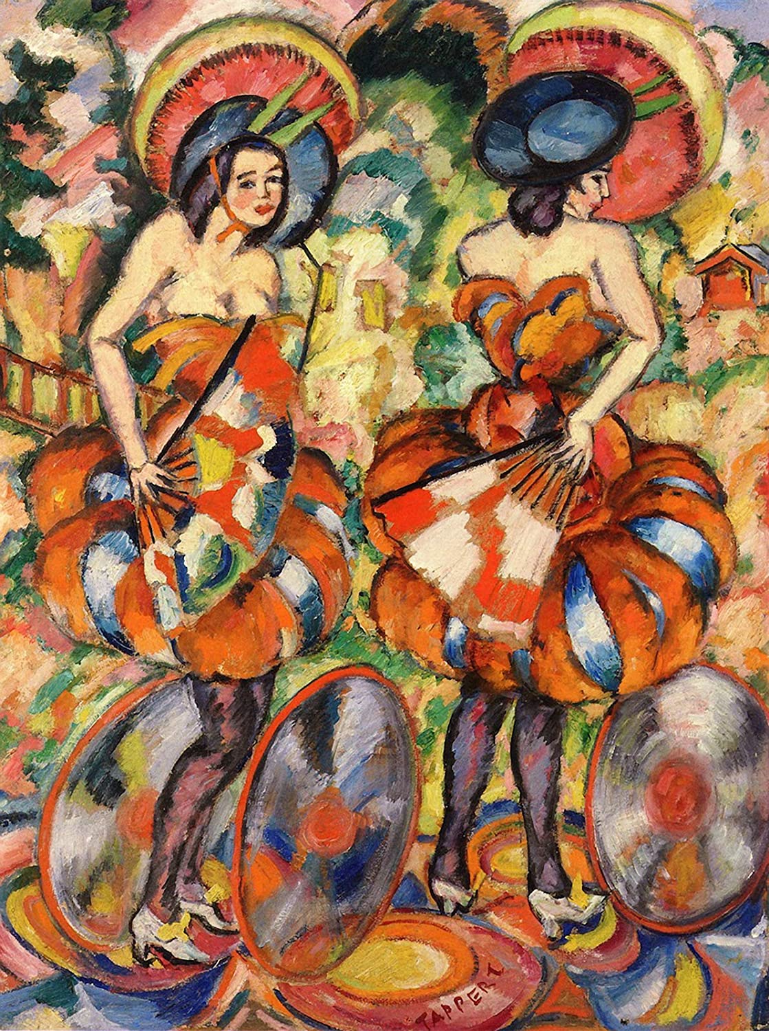 Two Dancers with Fans (1913) - Georg Tappert Tablo