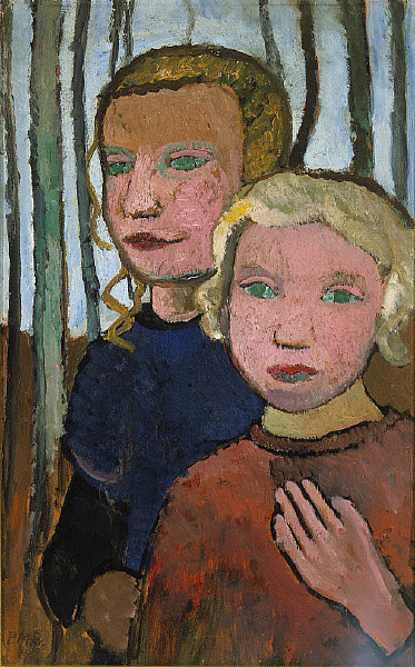 Two Girls in Front of Birch Trees (1905) - Paula Modersohn-Becker Tablo