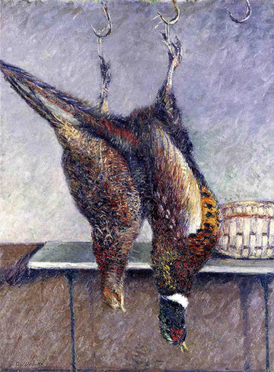 Two Hanging Pheasants (1882) - Gustave Caillebotte Tablo