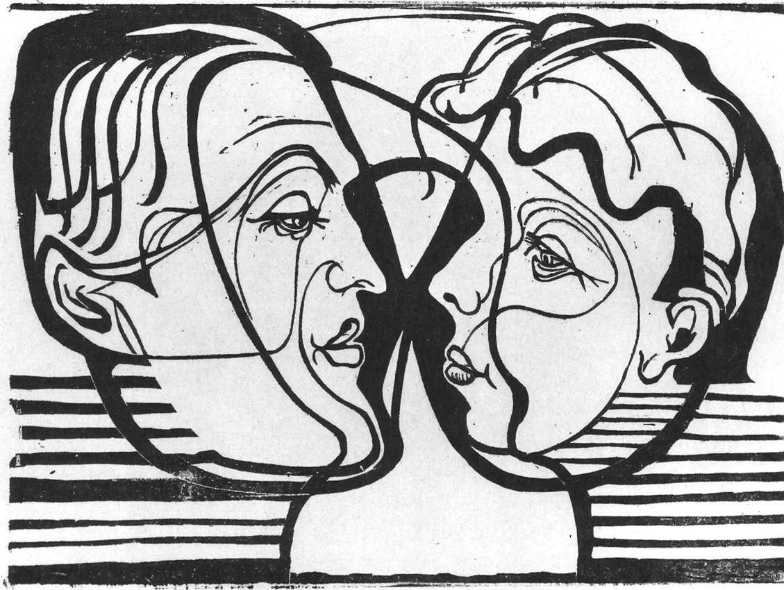 Two Heads Looking at Each Other (1930) - Ernst Ludwig Kirchner Tablo