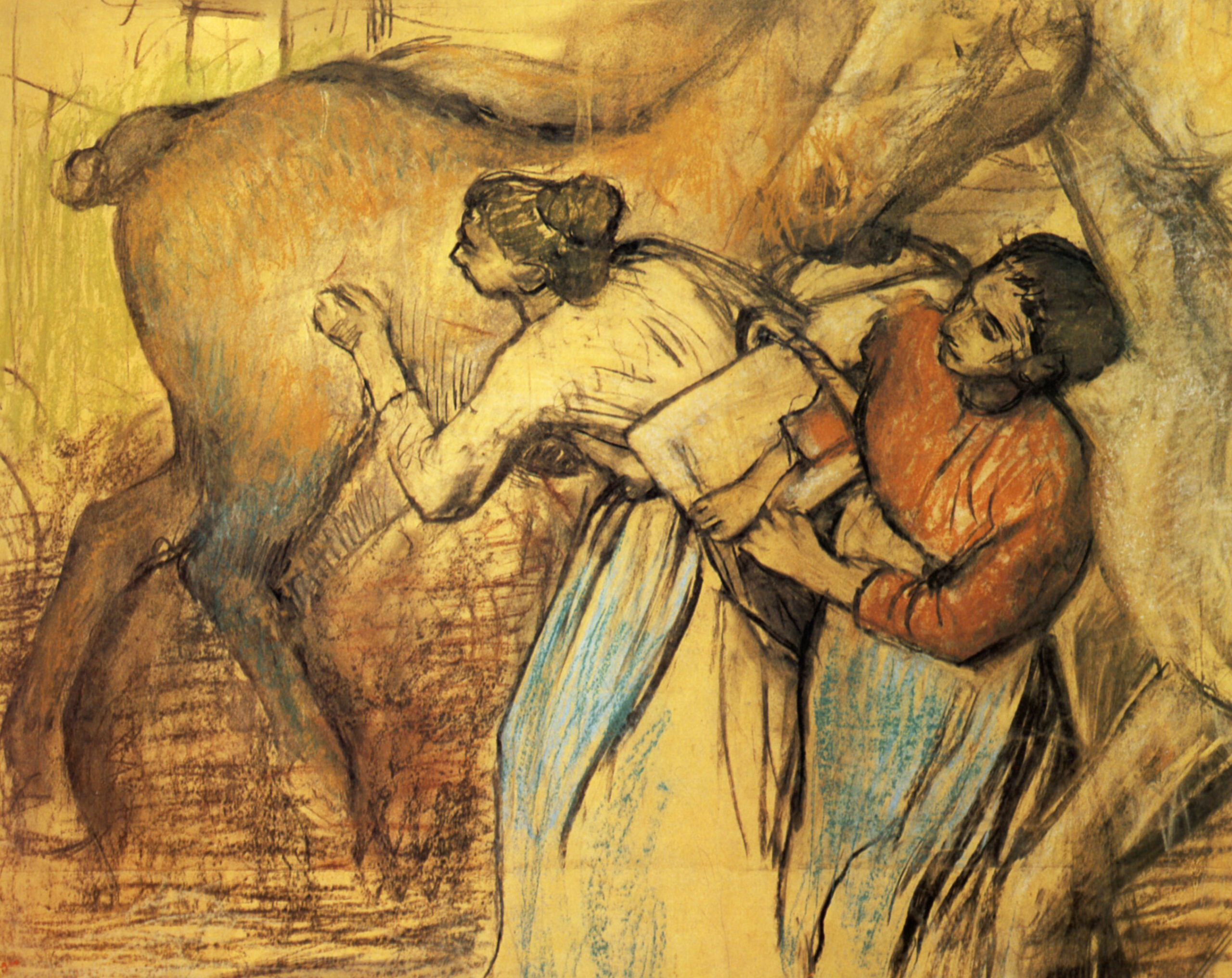 Two Laundresses and a Horse (1902) - Edgar Degas Tablo
