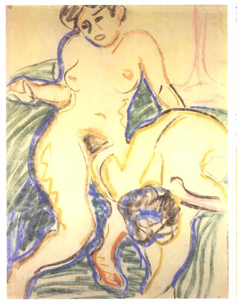 Two Nude Girls - Ernst Ludwig Kirchner Tablo