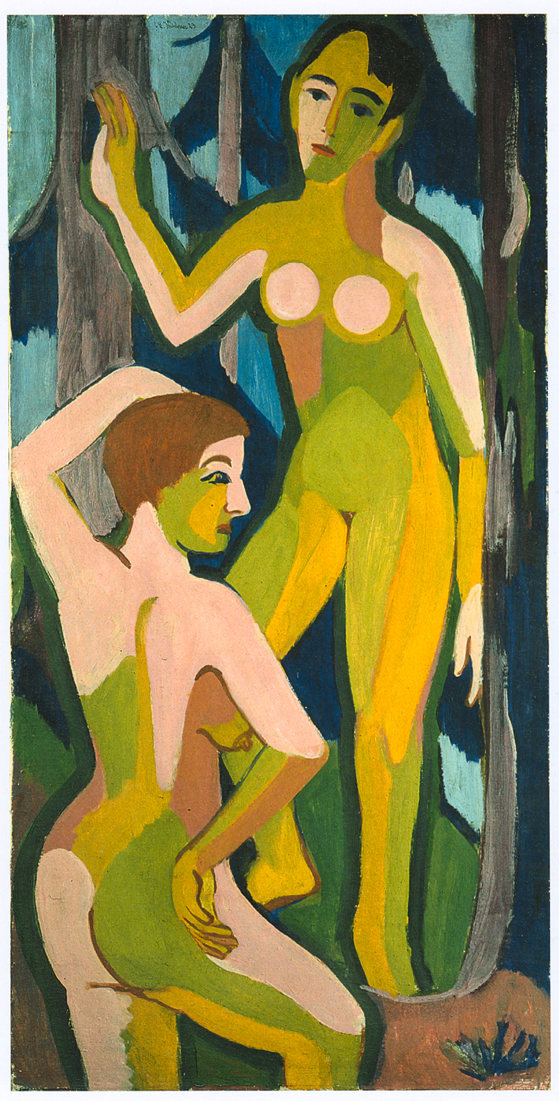 Two Nudes in the Wood II (1926) - Ernst Ludwig Kirchner Tablo