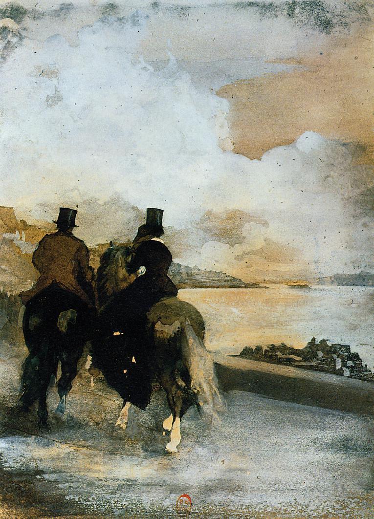 Two Riders by a Lake (1861) - Edgar Degas Tablo