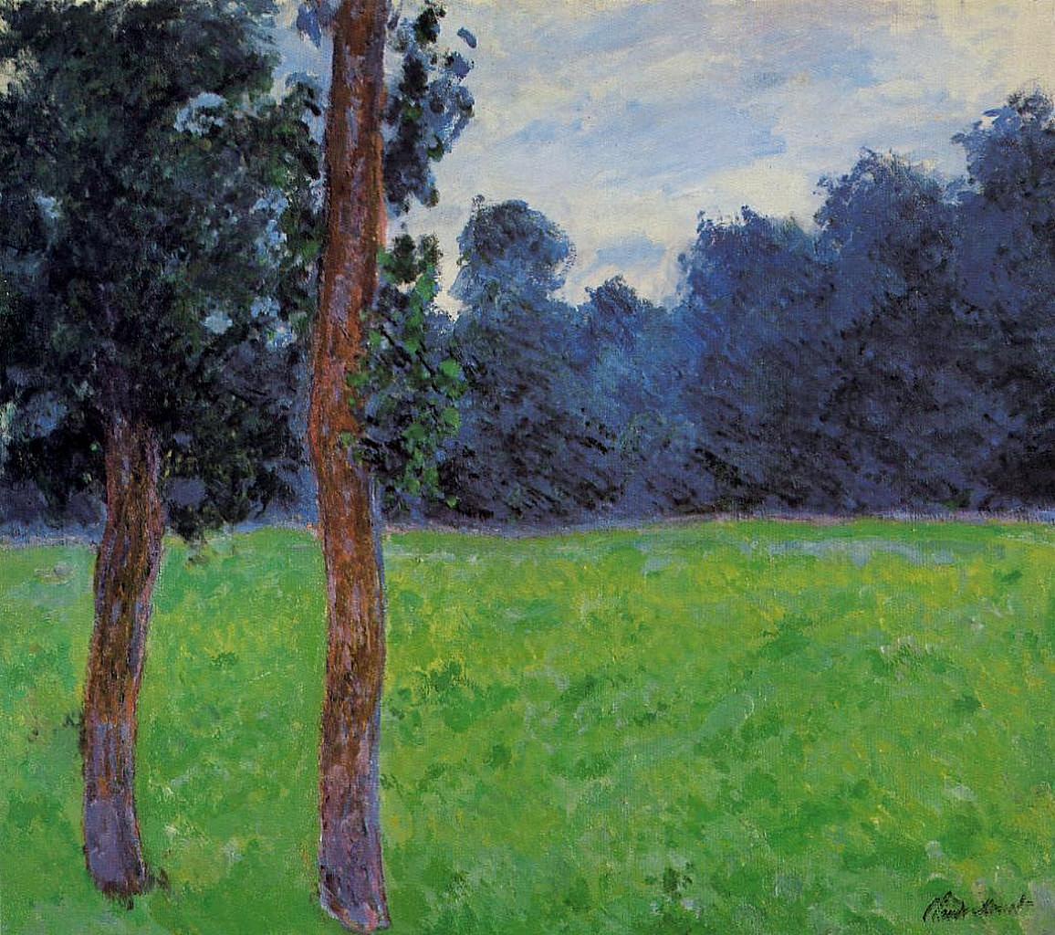 Two Trees in a Meadow (1886) - Claude Monet Tablo