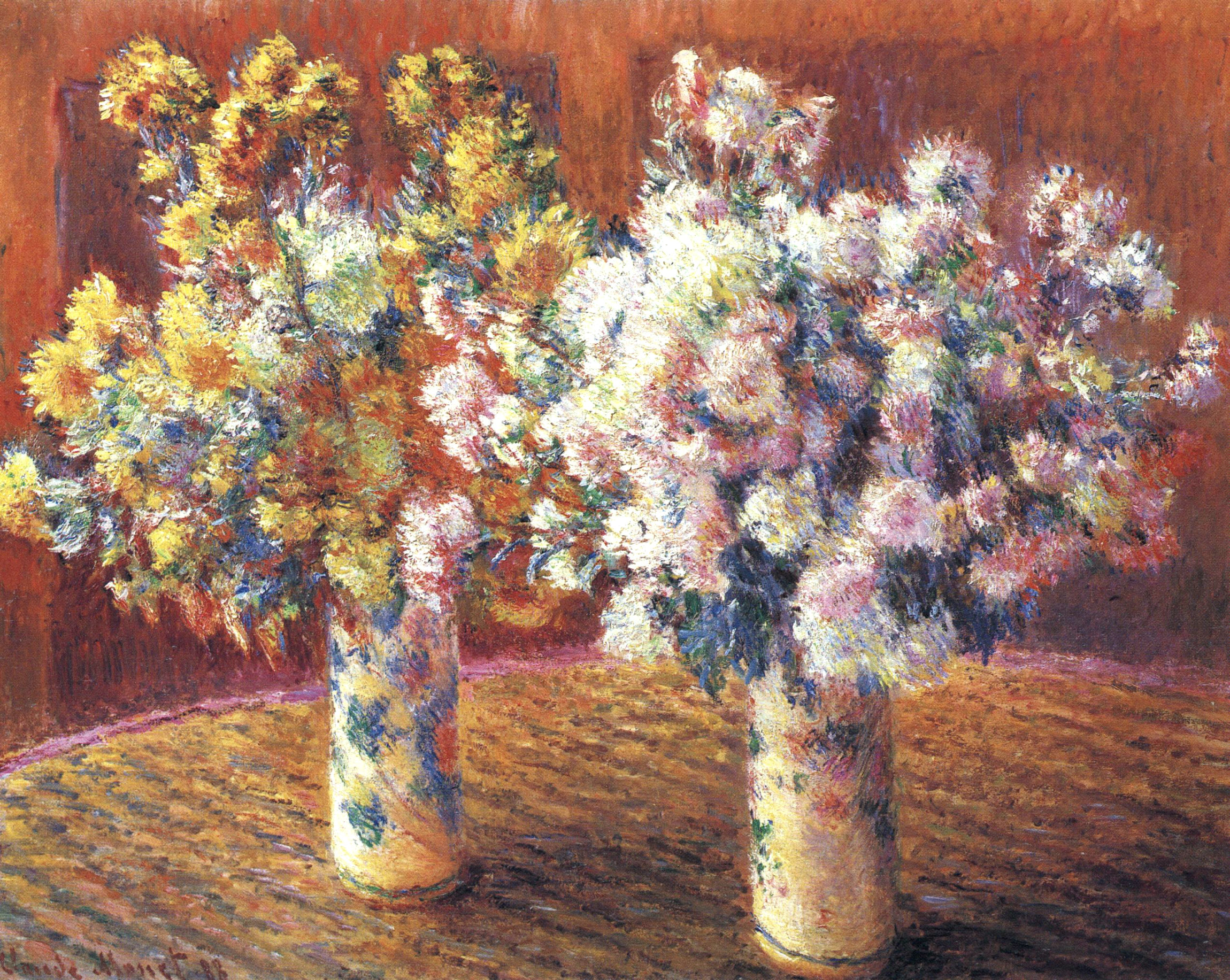 Two Vases with Chrysanthems (1888) - Claude Monet Tablo