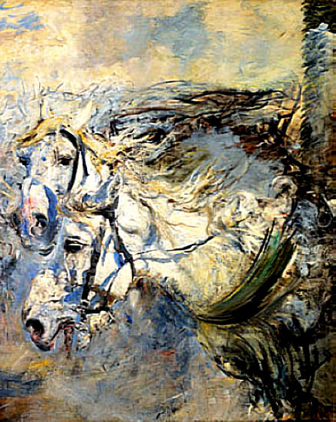 Two White Horses (1881) - Giovanni Boldini Tablo