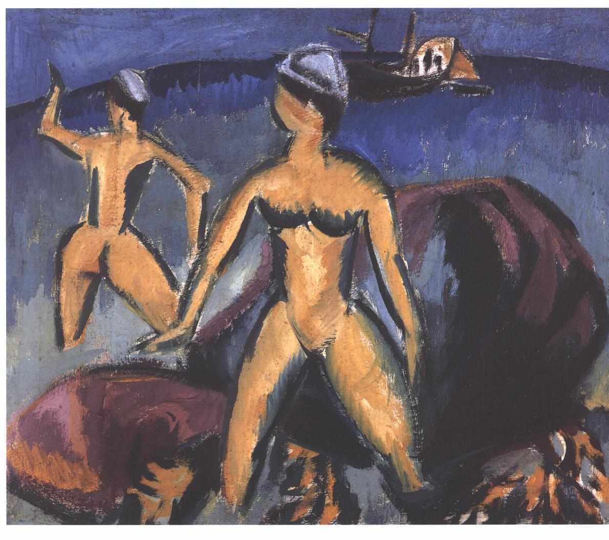 Two Women at the Sea - Ernst Ludwig Kirchner Tablo