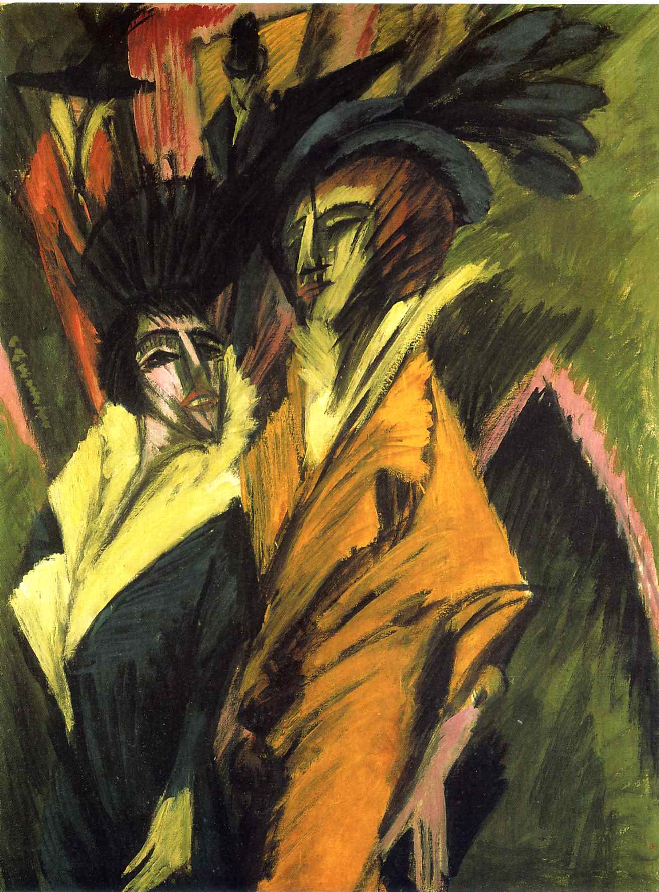 Two Women at the Street - Ernst Ludwig Kirchner Tablo