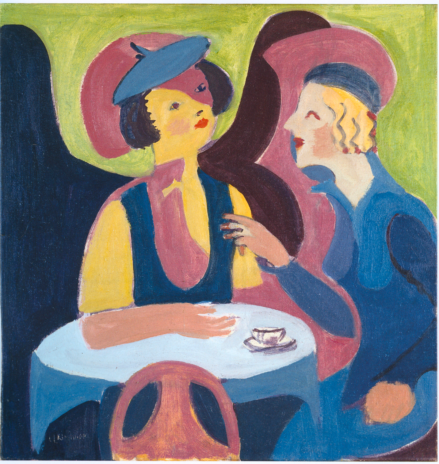 Two Women in a Cafe (1927) - Ernst Ludwig Kirchner Tablo