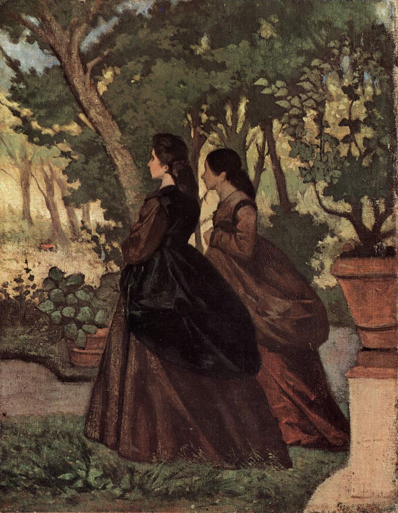 Two ladies in the garden of Castiglioncello (1864) - Giovanni Fattori Tablo