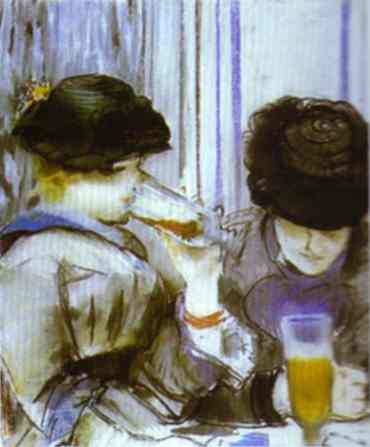 Two women drinking bocks (1878) - Edouard Manet Tablo