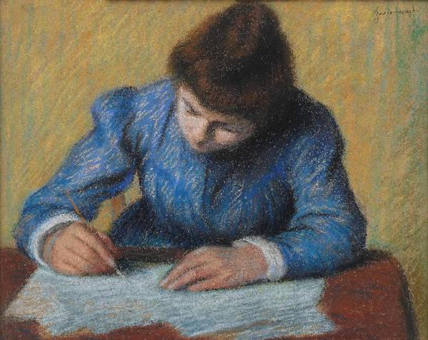 Typewriter girl (Target) (1912) - Federico Zandomeneghi Tablo