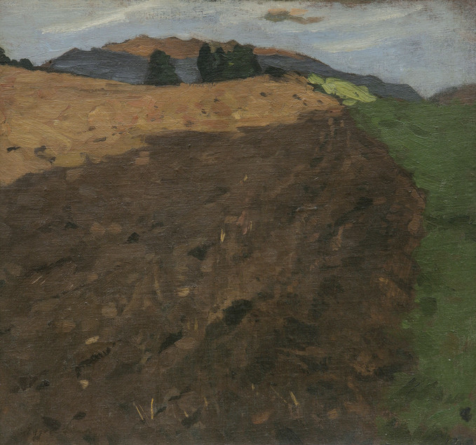 Tyrolean Landscape. Study for Der Sämann (1903) - Albin Egger-Lienz Tablo