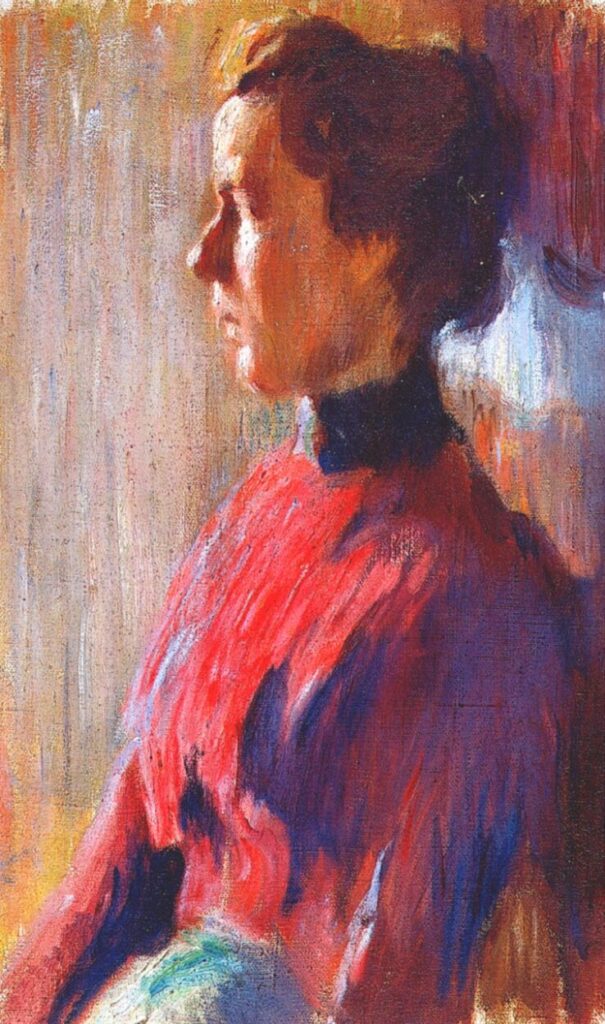 Unknown woman in red (1901) - Mstislav Dobuzhinsky Tablo