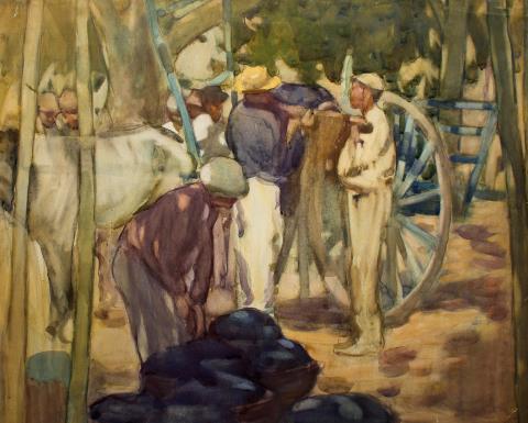 Untitled (Loading the Cart) (1909) - Frances Hodgkins Tablo